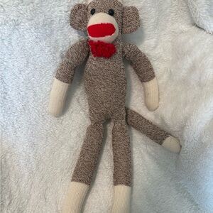Plush Brown Sock Monkey with Red Accent - Kids Stuffed Animal